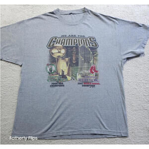 Officially Licensed Champions Tee Men's 3XL Gray Boston Celtics Red Sox